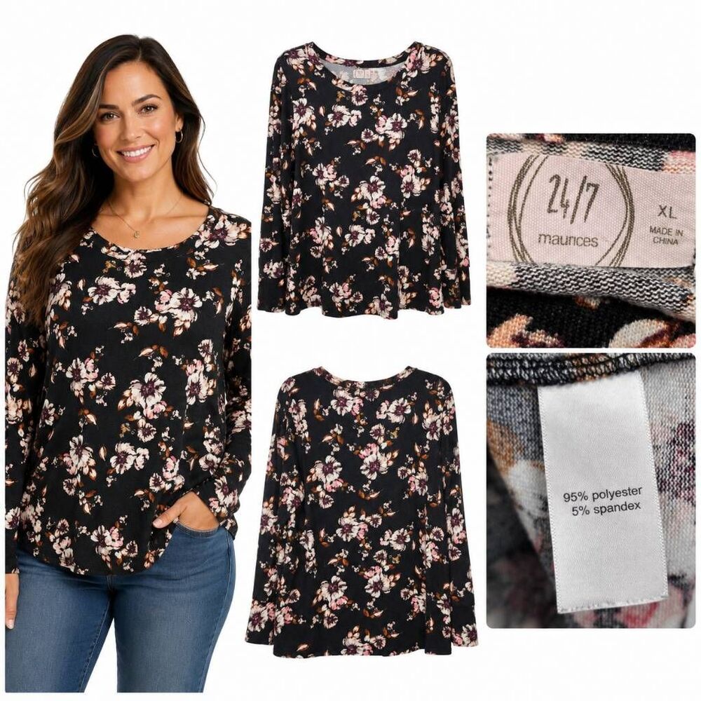 24/7 Maurices Floral Long Sleeve Top XL